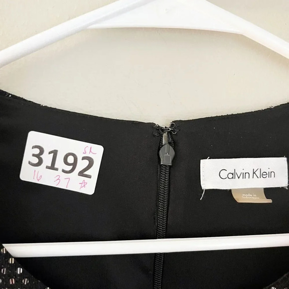 Calvin Klein Womens Black A Line Dress 2 Sequin Pleated Long Sleeve Semi-Formal - Picture 10 of 10